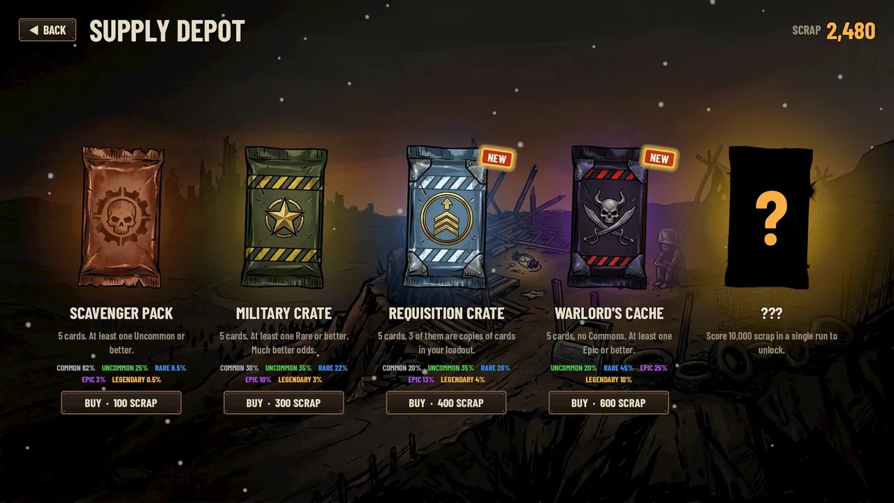 The supply depot with card packs